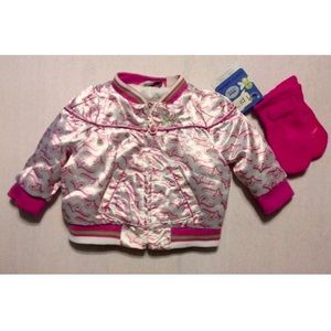 Girl's Sz 6-9 M Month Shiny Pink/ White Rocawear Coat Jacket Plus NWT Gloves
